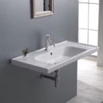 CeraStyle 031300-U Rectangle White Ceramic Wall Mounted or Drop In Sink